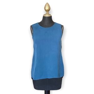 Rag & Bone Top Blouse Sleeveless Split Back Blue Grey Size 2